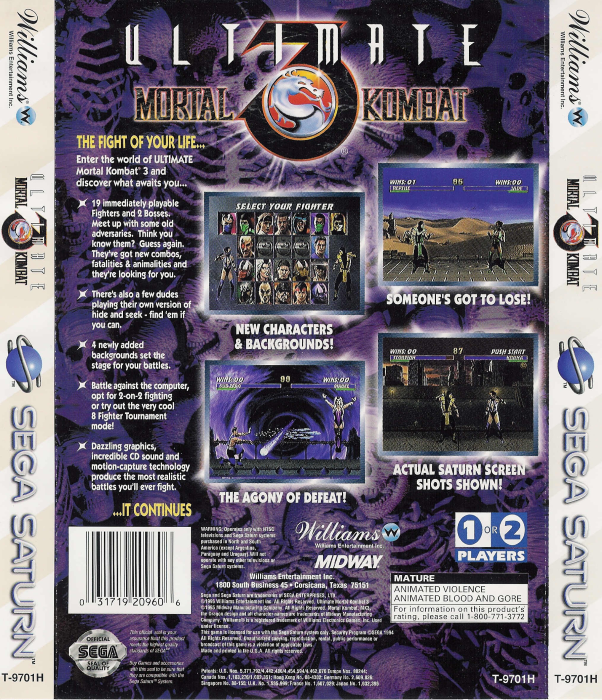 Sega Saturn U Ultimate Mortal Kombat 3 U Game Covers Box Scans Box Art CD Labels Cart Labels